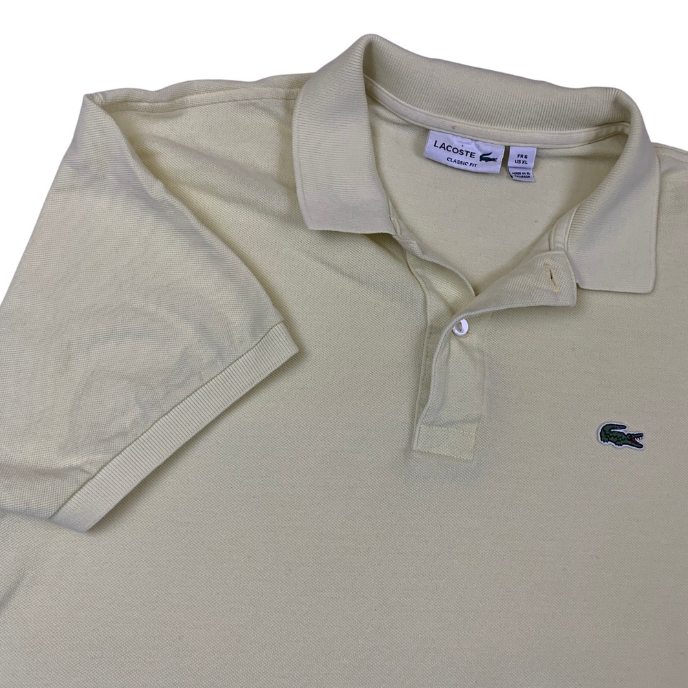 Lacoste Polo Shirt Mens XL Yellow Classic‎ Fit Cotton Pique Crocodile Logo